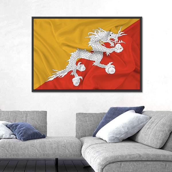Waving Bhutan Flag Canvas Wall Art-3 Horizontal-Gallery Wrap-25" x 16"-Tiaracle