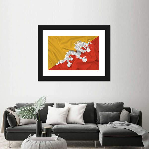 Waving Bhutan Flag Canvas Wall Art-3 Horizontal-Gallery Wrap-25" x 16"-Tiaracle
