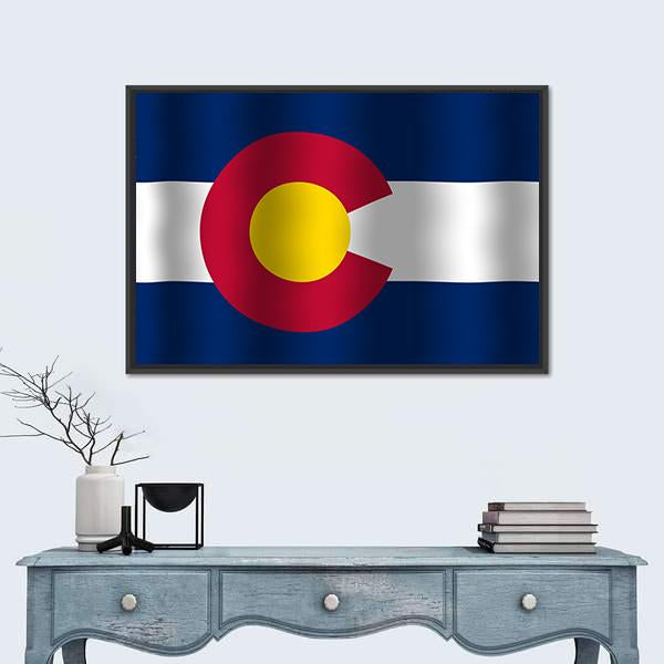 Waving Colorado State Flag Canvas Wall Art-1 Piece-Floating Frame-24" x 16"-Tiaracle