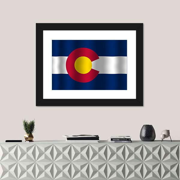 Waving Colorado State Flag Canvas Wall Art-1 Piece-Framed Print-20" x 16"-Tiaracle