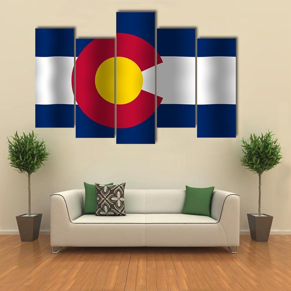 Waving Colorado State Flag Canvas Wall Art-5 Pop-Gallery Wrap-47" x 32"-Tiaracle