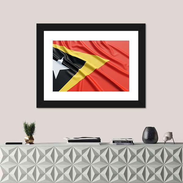 Waving East Timor Flag Canvas Wall Art-1 Piece-Framed Print-20" x 16"-Tiaracle