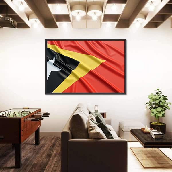 Waving East Timor Flag Canvas Wall Art-3 Horizontal-Gallery Wrap-25" x 16"-Tiaracle