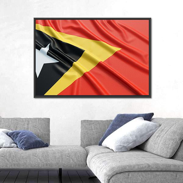 Waving East Timor Flag Canvas Wall Art-3 Horizontal-Gallery Wrap-25" x 16"-Tiaracle