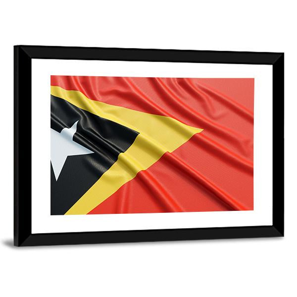 Waving East Timor Flag Canvas Wall Art-3 Horizontal-Gallery Wrap-25" x 16"-Tiaracle
