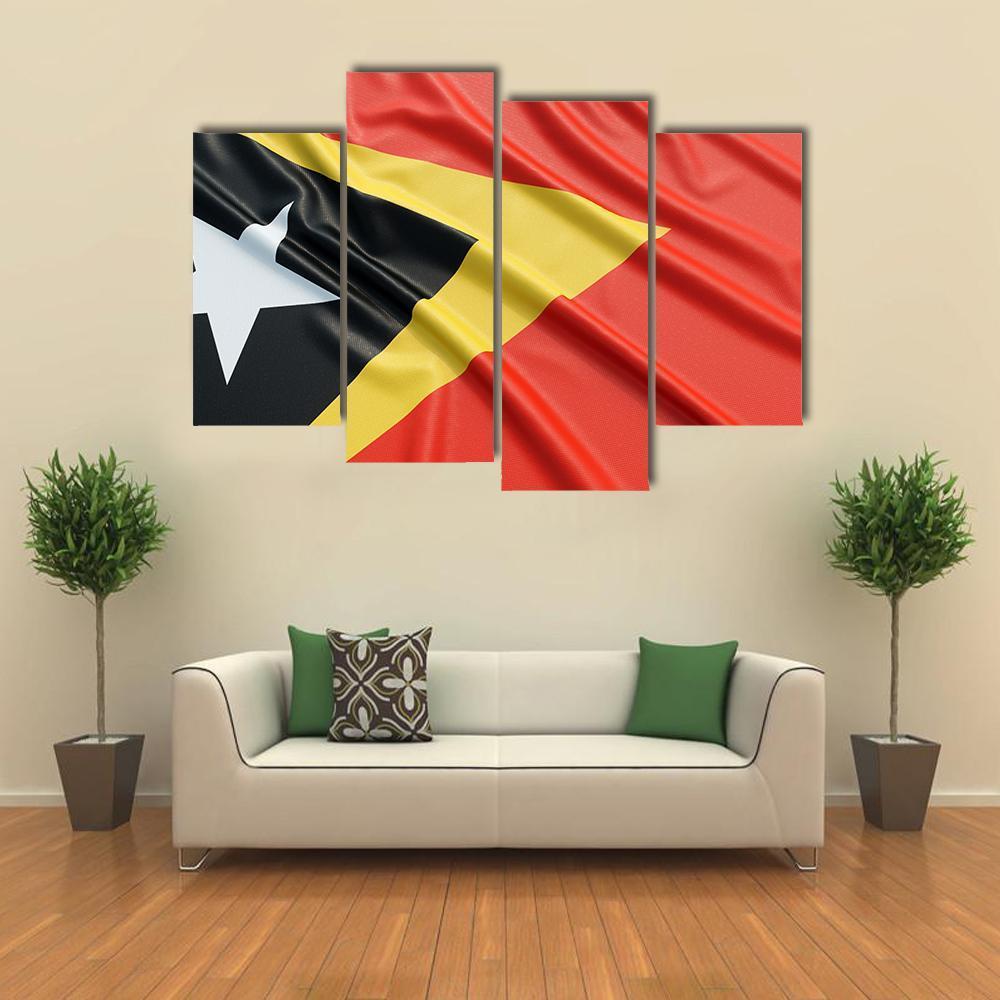 Waving East Timor Flag Canvas Wall Art-4 Pop-Gallery Wrap-50" x 32"-Tiaracle