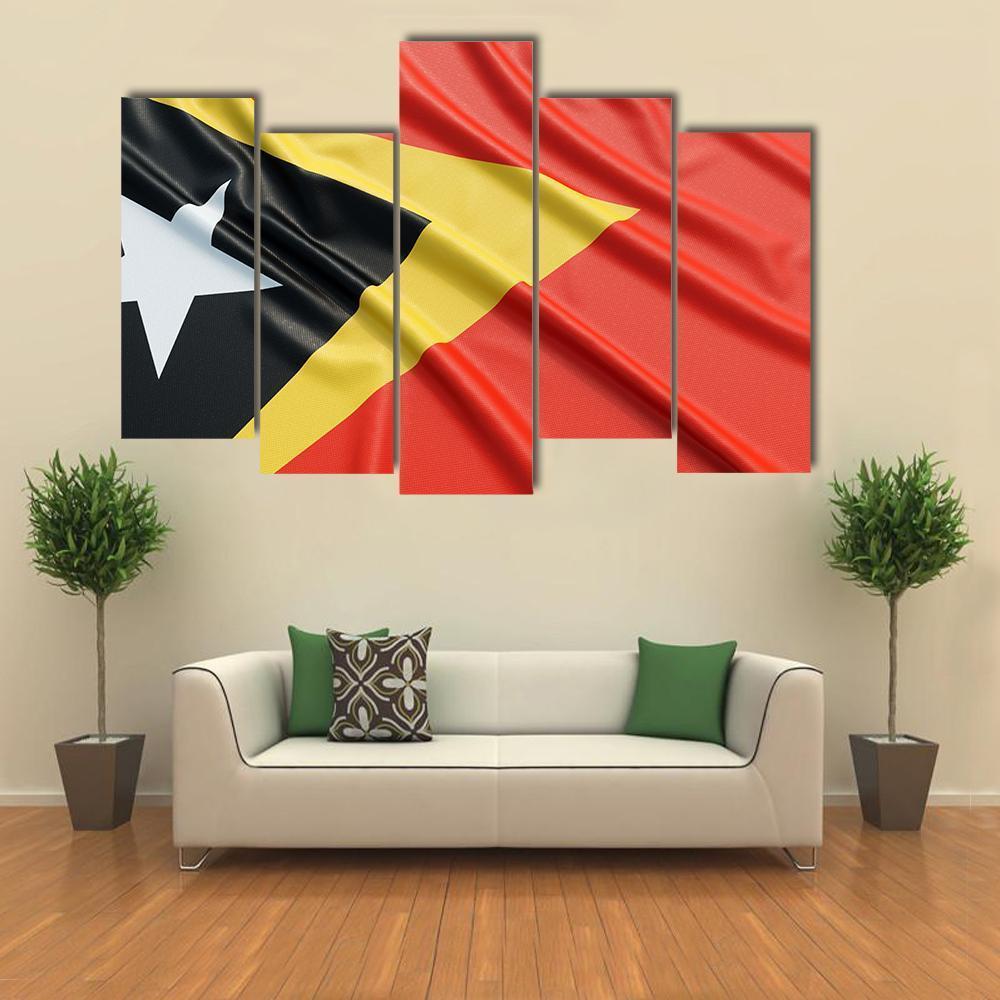 Waving East Timor Flag Canvas Wall Art-5 Pop-Gallery Wrap-47" x 32"-Tiaracle