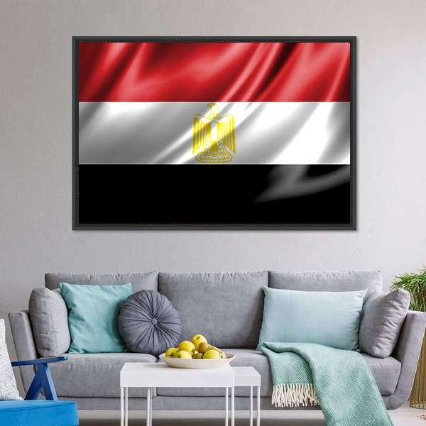 Waving Egypt Flag Canvas Wall Art-3 Horizontal-Gallery Wrap-25" x 16"-Tiaracle