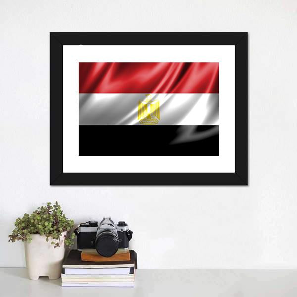 Waving Egypt Flag Canvas Wall Art-1 Piece-Framed Print-20" x 16"-Tiaracle