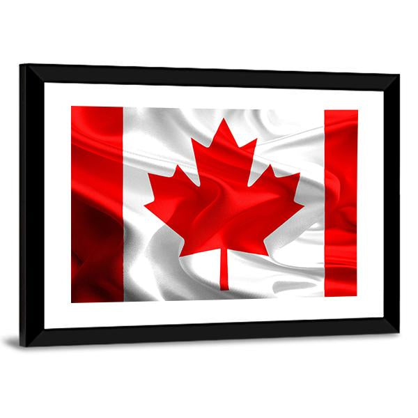 Waving Fabric Flag Of Canada Canvas Wall Art-3 Horizontal-Gallery Wrap-25" x 16"-Tiaracle