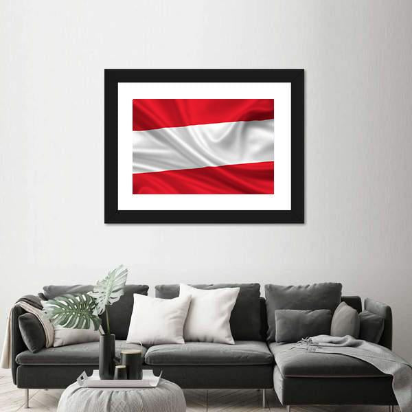 Waving Flag Of Austria Canvas Wall Art-3 Horizontal-Gallery Wrap-25" x 16"-Tiaracle