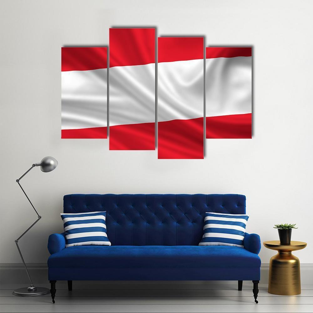 Waving Flag Of Austria Canvas Wall Art-4 Pop-Gallery Wrap-50" x 32"-Tiaracle