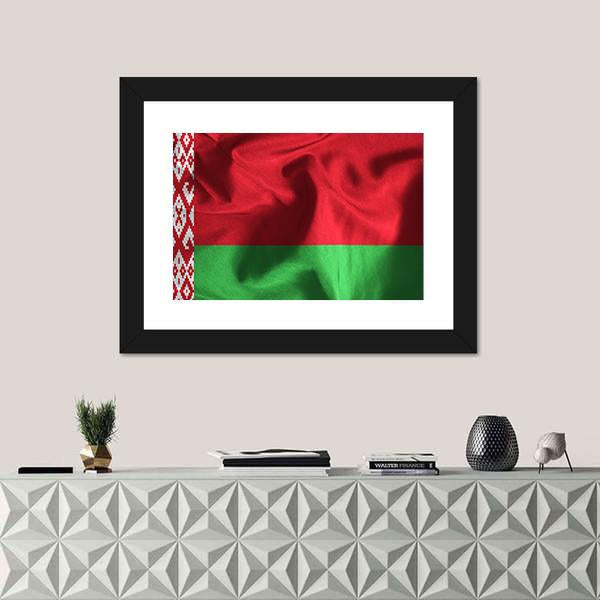 Waving Flag Of Belarus Canvas Wall Art-1 Piece-Framed Print-20" x 16"-Tiaracle