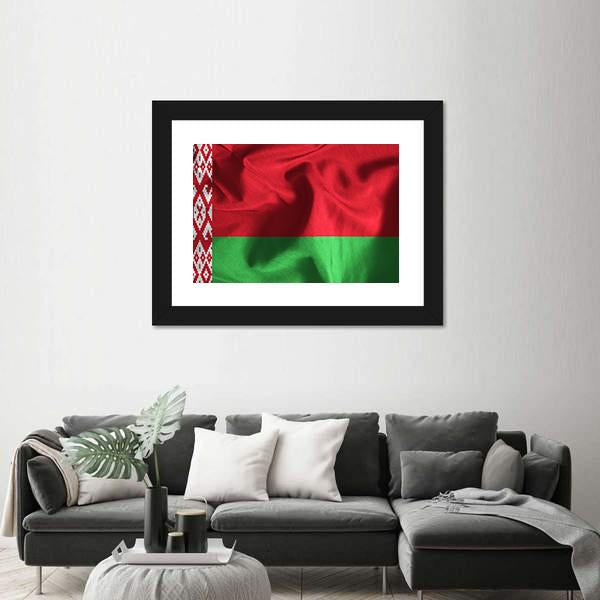 Waving Flag Of Belarus Canvas Wall Art-3 Horizontal-Gallery Wrap-25" x 16"-Tiaracle