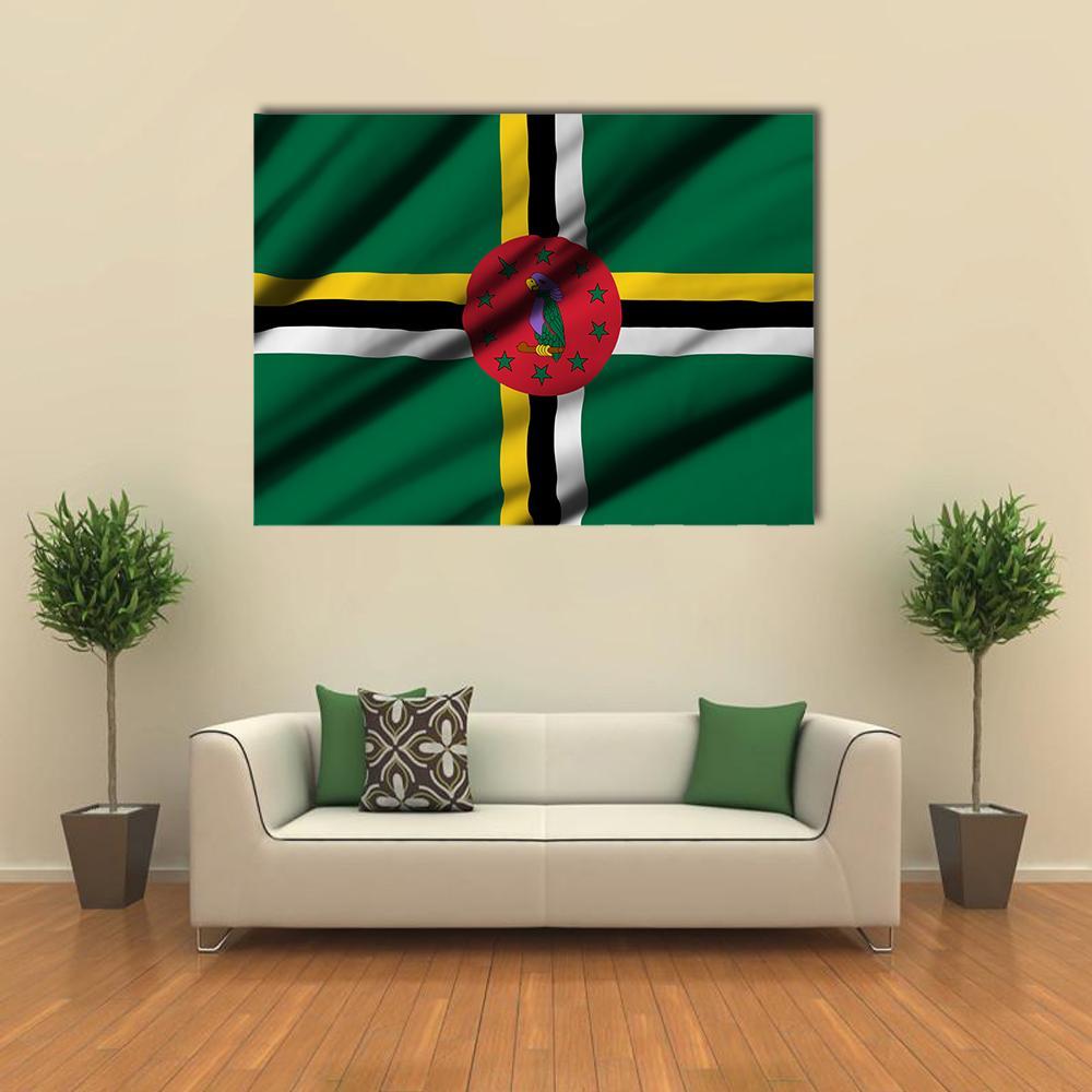 Waving Flag Of Dominica Canvas Wall Art-1 Piece-Gallery Wrap-48" x 32"-Tiaracle