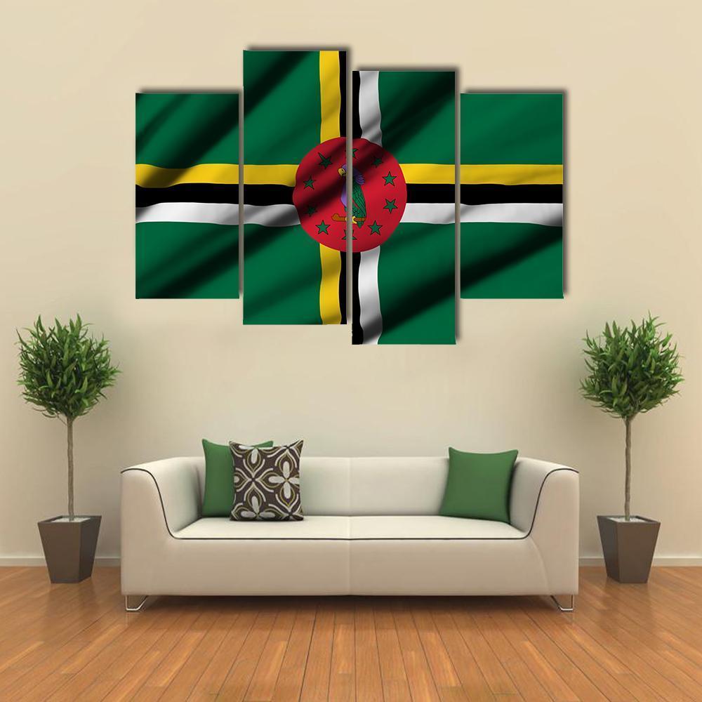 Waving Flag Of Dominica Canvas Wall Art-4 Pop-Gallery Wrap-50" x 32"-Tiaracle