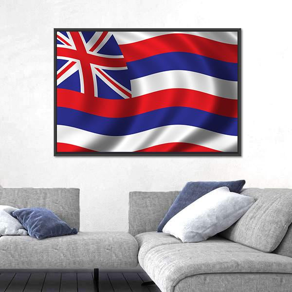 Waving Flag Of Hawaii Canvas Wall Art-3 Horizontal-Gallery Wrap-25" x 16"-Tiaracle