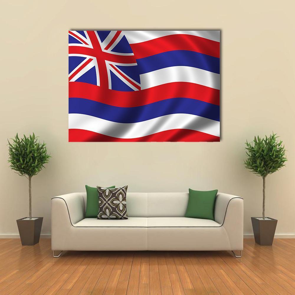 Waving Flag Of Hawaii Canvas Wall Art-1 Piece-Gallery Wrap-48" x 32"-Tiaracle