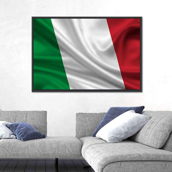 Waving Flag Of Italy Canvas Wall Art-3 Horizontal-Gallery Wrap-25" x 16"-Tiaracle