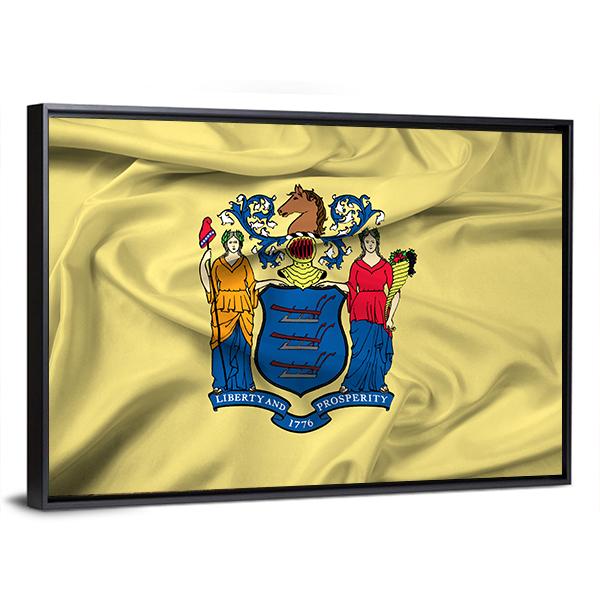 Waving Flag Of New Jersey Canvas Wall Art-3 Horizontal-Gallery Wrap-25" x 16"-Tiaracle