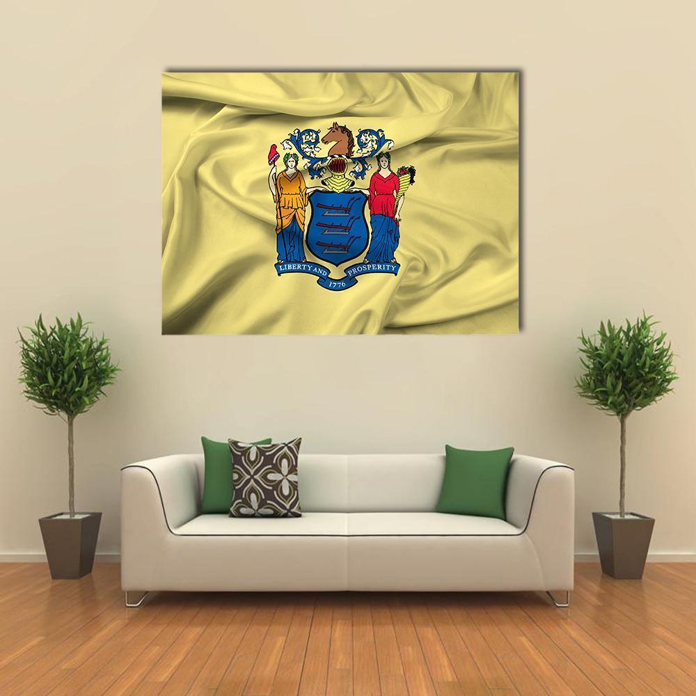 Waving Flag Of New Jersey Canvas Wall Art-1 Piece-Gallery Wrap-48" x 32"-Tiaracle