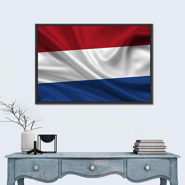 Waving Flag Of The Netherlands Canvas Wall Art-1 Piece-Floating Frame-24" x 16"-Tiaracle