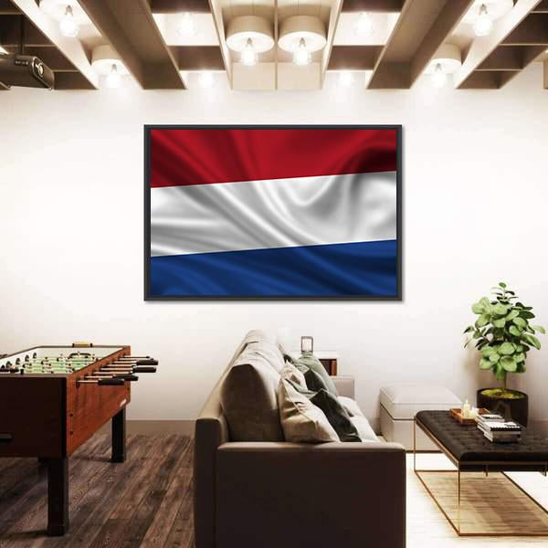 Waving Flag Of The Netherlands Canvas Wall Art-3 Horizontal-Gallery Wrap-25" x 16"-Tiaracle
