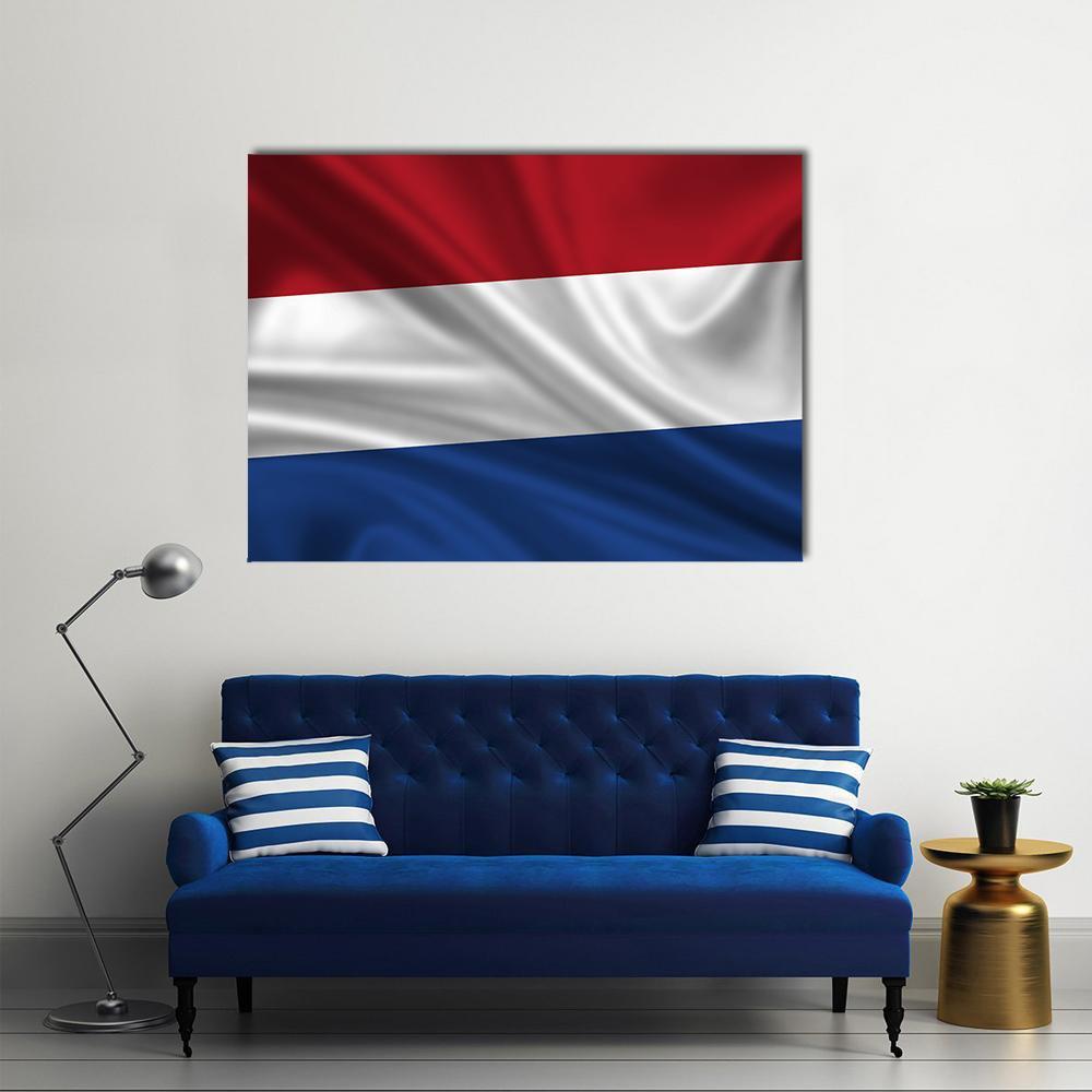 Waving Flag Of The Netherlands Canvas Wall Art-1 Piece-Gallery Wrap-48" x 32"-Tiaracle