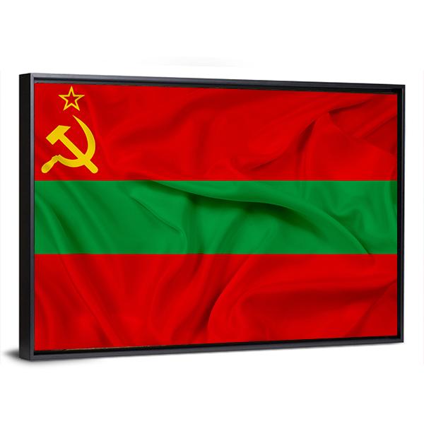 Waving Flag Of Transnistria Canvas Wall Art-3 Horizontal-Gallery Wrap-25" x 16"-Tiaracle