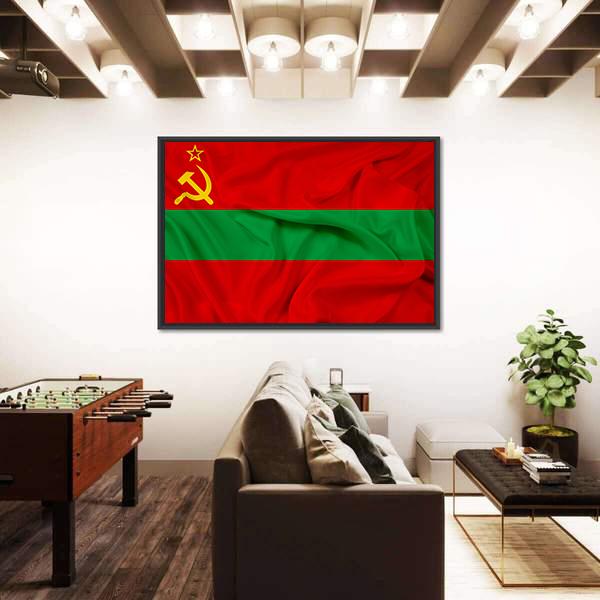 Waving Flag Of Transnistria Canvas Wall Art-3 Horizontal-Gallery Wrap-25" x 16"-Tiaracle