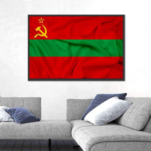Waving Flag Of Transnistria Canvas Wall Art-3 Horizontal-Gallery Wrap-25" x 16"-Tiaracle
