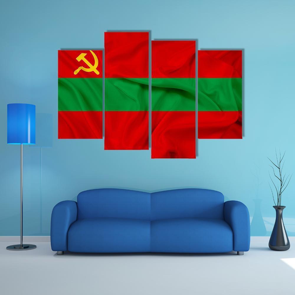 Waving Flag Of Transnistria Canvas Wall Art-4 Pop-Gallery Wrap-50" x 32"-Tiaracle