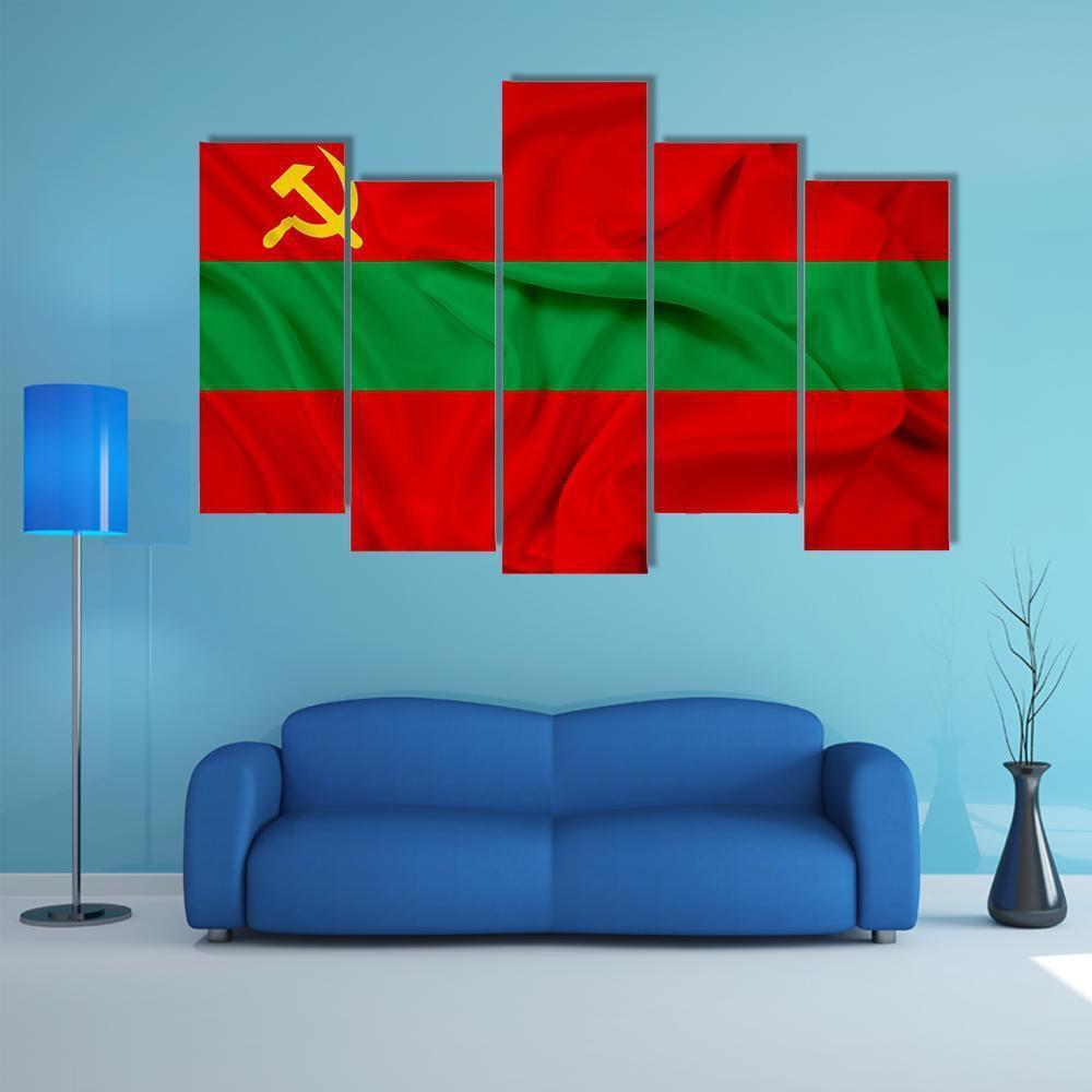 Waving Flag Of Transnistria Canvas Wall Art-5 Pop-Gallery Wrap-47" x 32"-Tiaracle