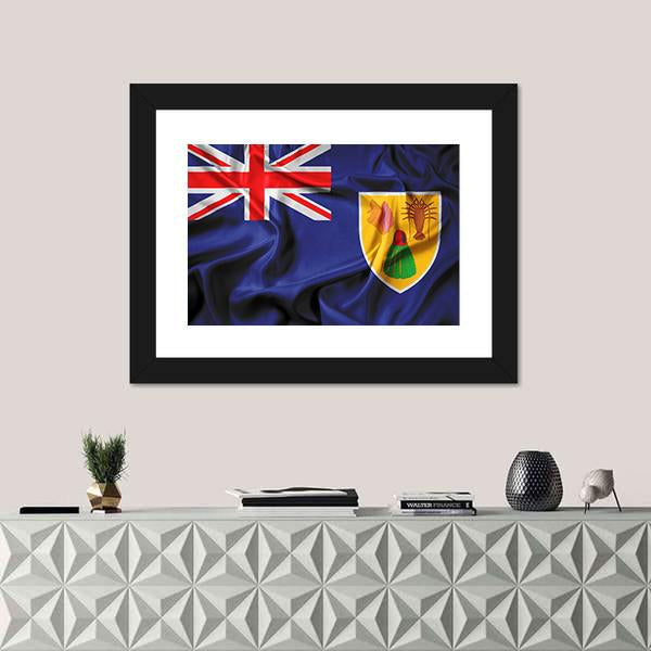 Waving Flag Of Turks And Caicos Islands Canvas Wall Art-1 Piece-Framed Print-20" x 16"-Tiaracle