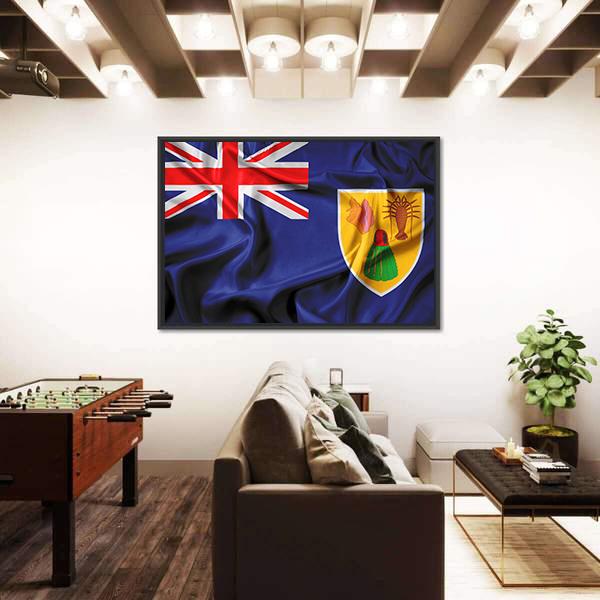 Waving Flag Of Turks And Caicos Islands Canvas Wall Art-3 Horizontal-Gallery Wrap-25" x 16"-Tiaracle