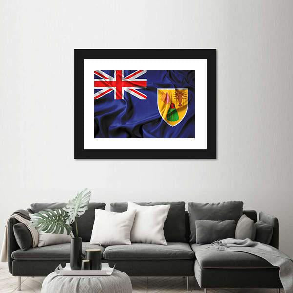 Waving Flag Of Turks And Caicos Islands Canvas Wall Art-3 Horizontal-Gallery Wrap-25" x 16"-Tiaracle