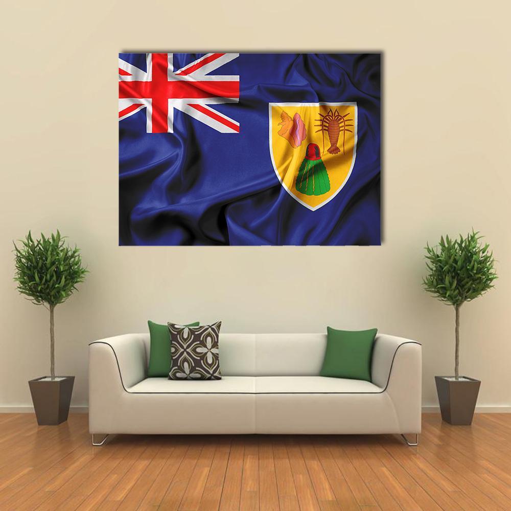Waving Flag Of Turks And Caicos Islands Canvas Wall Art-1 Piece-Gallery Wrap-48" x 32"-Tiaracle