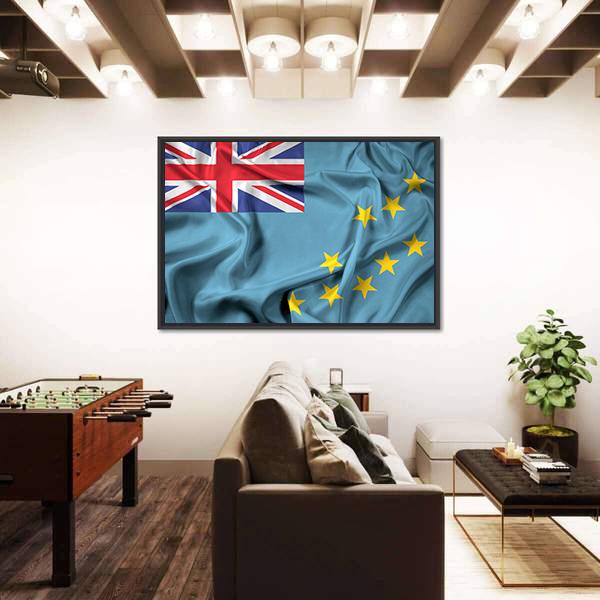 Waving Flag Of Tuvalu Canvas Wall Art-3 Horizontal-Gallery Wrap-25" x 16"-Tiaracle
