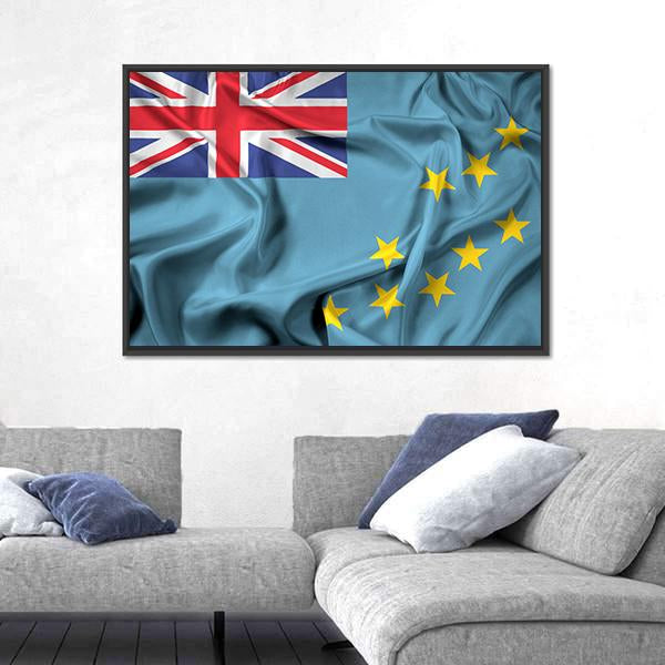 Waving Flag Of Tuvalu Canvas Wall Art-3 Horizontal-Gallery Wrap-25" x 16"-Tiaracle