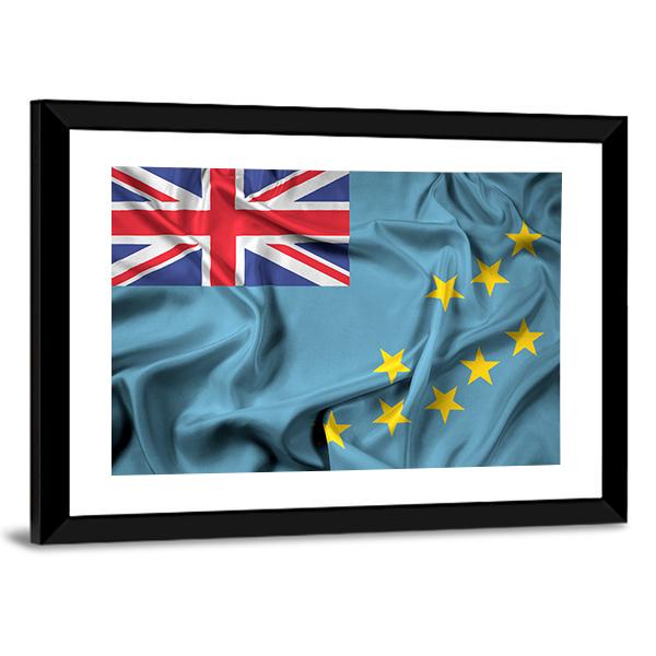 Waving Flag Of Tuvalu Canvas Wall Art-3 Horizontal-Gallery Wrap-25" x 16"-Tiaracle