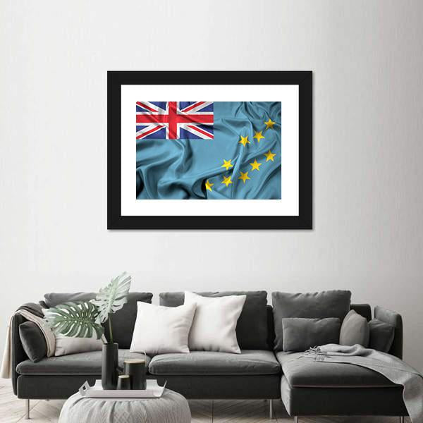 Waving Flag Of Tuvalu Canvas Wall Art-3 Horizontal-Gallery Wrap-25" x 16"-Tiaracle