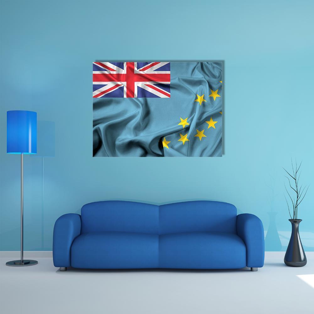Waving Flag Of Tuvalu Canvas Wall Art-1 Piece-Gallery Wrap-48" x 32"-Tiaracle