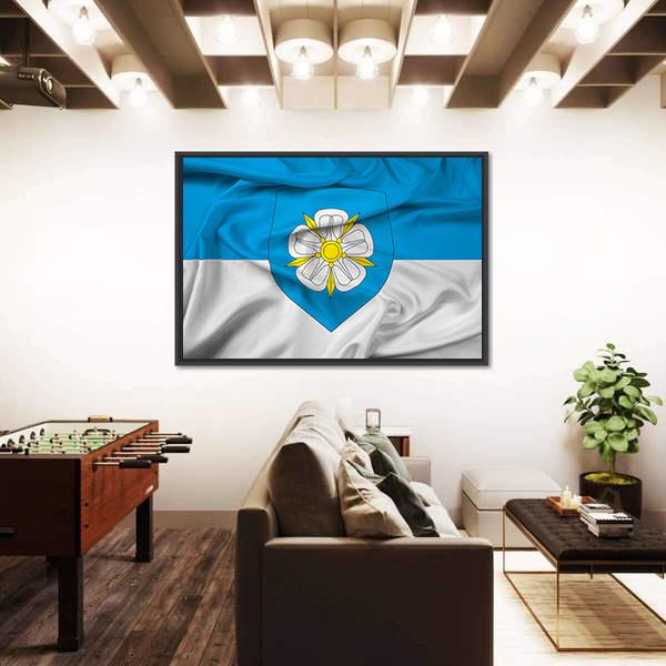 Waving Flag Of Viljandi Canvas Wall Art-3 Horizontal-Gallery Wrap-25" x 16"-Tiaracle