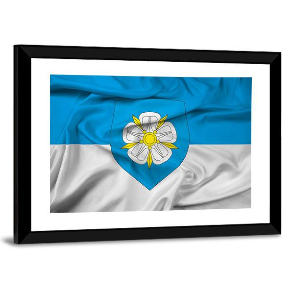 Waving Flag Of Viljandi Canvas Wall Art-3 Horizontal-Gallery Wrap-25" x 16"-Tiaracle