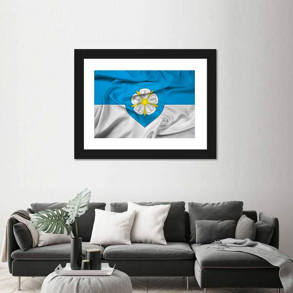 Waving Flag Of Viljandi Canvas Wall Art-3 Horizontal-Gallery Wrap-25" x 16"-Tiaracle