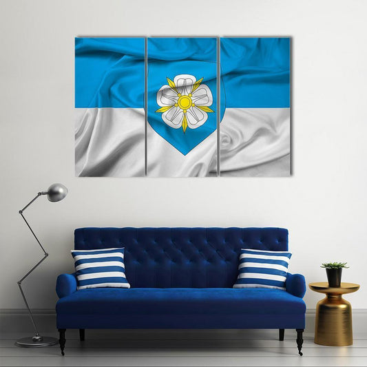 Waving Flag Of Viljandi Canvas Wall Art-3 Horizontal-Gallery Wrap-37" x 24"-Tiaracle