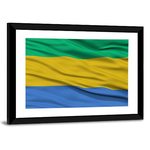 Waving Gabon Flag Canvas Wall Art-3 Horizontal-Gallery Wrap-25" x 16"-Tiaracle