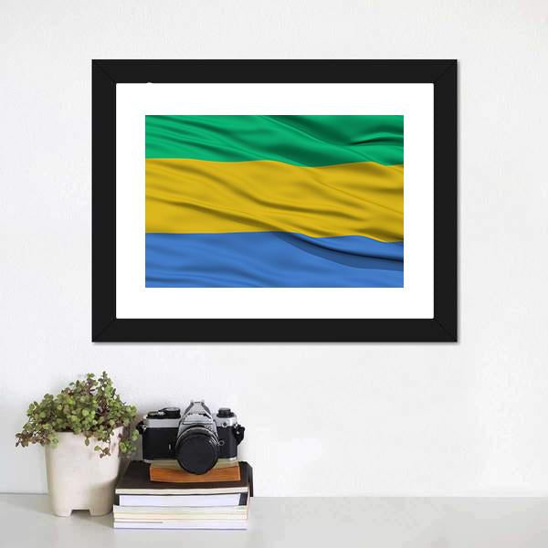 Waving Gabon Flag Canvas Wall Art-3 Horizontal-Gallery Wrap-25" x 16"-Tiaracle