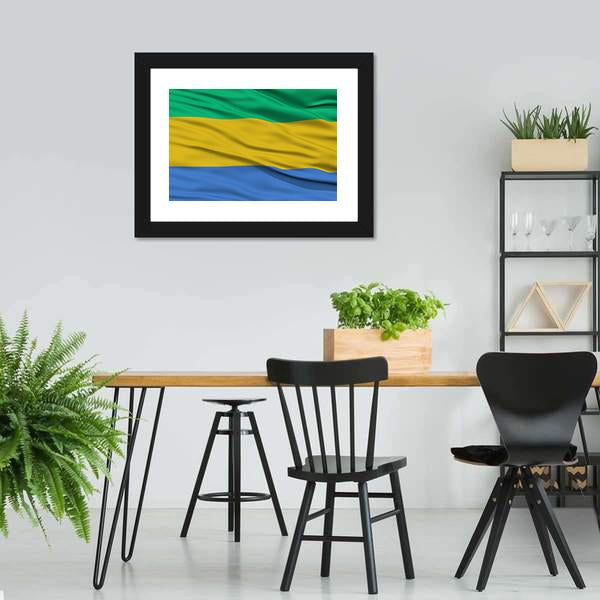 Waving Gabon Flag Canvas Wall Art-3 Horizontal-Gallery Wrap-25" x 16"-Tiaracle