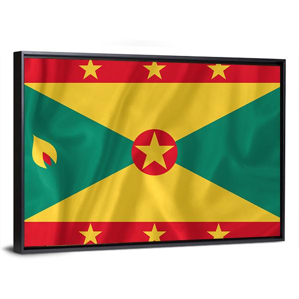 Waving Grenada Flag Canvas Wall Art-3 Horizontal-Gallery Wrap-25" x 16"-Tiaracle